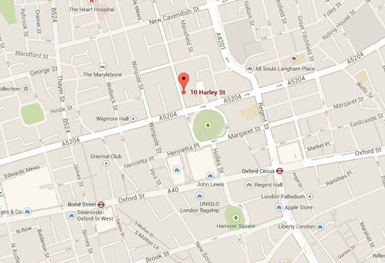 Map to 10 Harley Street